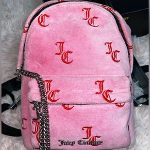 JUICY COUTURE Pink Velour Ursula Monogram Mini Back Pack
